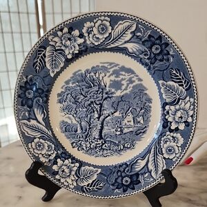 Antique | Woods & Sons "Woodland Blue" 1950's Dinner Plate 9" RARE